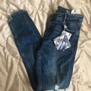 Distressed dark wash Zara jeans
